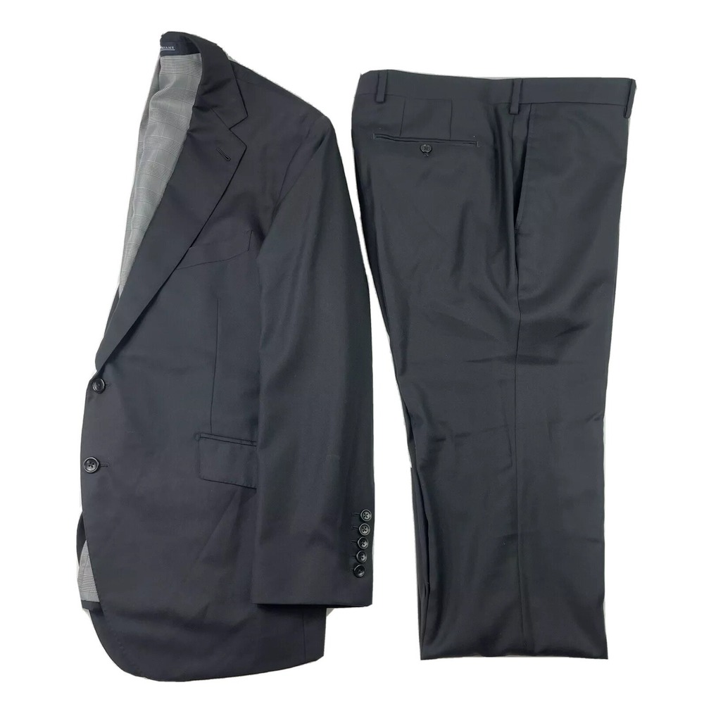 Sanford Bryant Bespoke Black Pure Wool Mens Suit‎ 44R Pant 36x27 Excellent